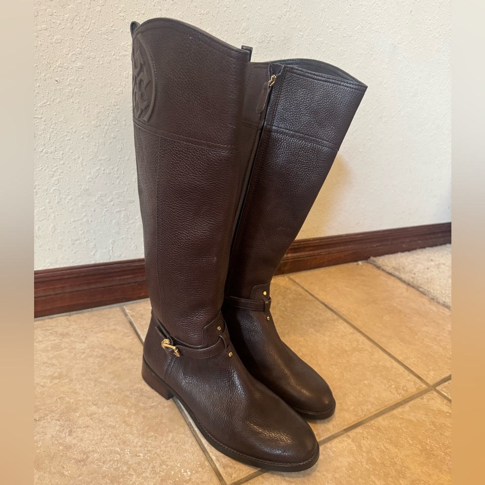 Tory Burch Chocolate Leather Tall boots Sz 10